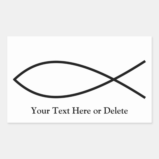 Sticker Rectangulaire Votre texte/couleur Black Ichthys Christian Fish J (Devant)
