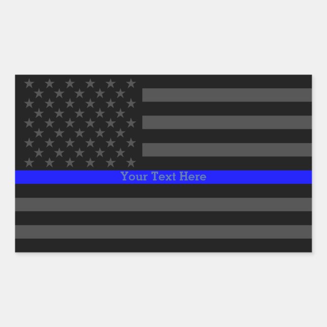 Sticker Rectangulaire Votre texte Légère Ligne Bleue Noir US Décor Drape (Devant)