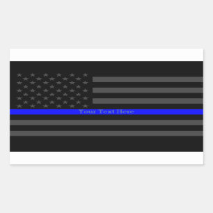 Sticker Rectangulaire Votre texte Légère Ligne Bleue Noir US Décor Drape