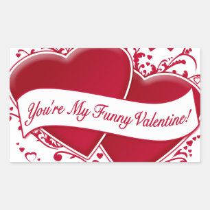 Sticker Rectangulaire Vous êtes My Funny Valentine ! Cœurs rouges