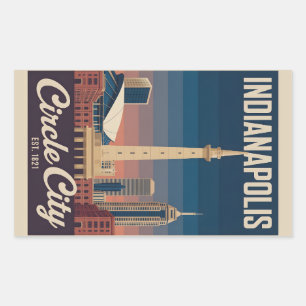 Sticker Rectangulaire Voyage à Indianapolis Indiana Cité Rétro Paysage U
