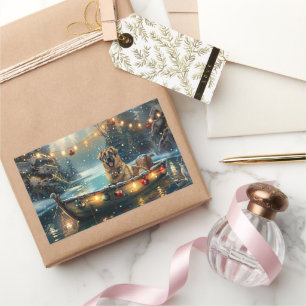 Sticker Rectangulaire Voyage de fête de Noël du berger anatolien