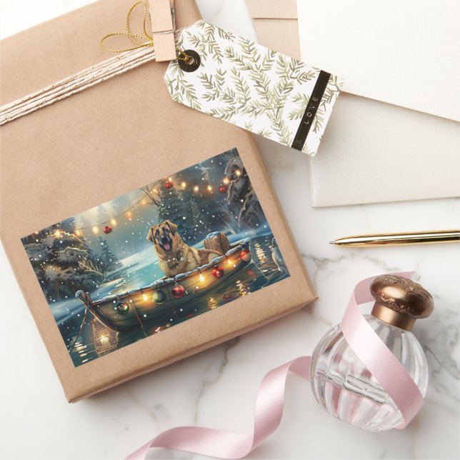 Sticker Rectangulaire Voyage de fête de Noël du berger anatolien (Cadeaux)
