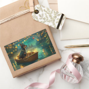 Sticker Rectangulaire Voyage de Noël australien Kelpie