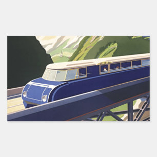 Sticker Rectangulaire Voyage ferroviaire en Europe vintage