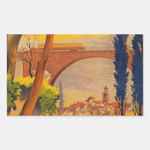 Sticker Rectangulaire Voyage ferroviaire vintage