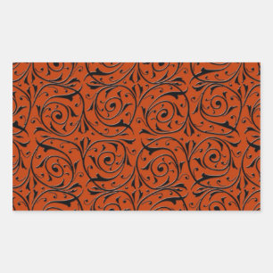 Sticker Rectangulaire Vrilles noires tourbillonnantes sur orange cuivré