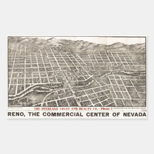 Sticker Rectangulaire Vue aérienne de Reno, Nevada (1907)