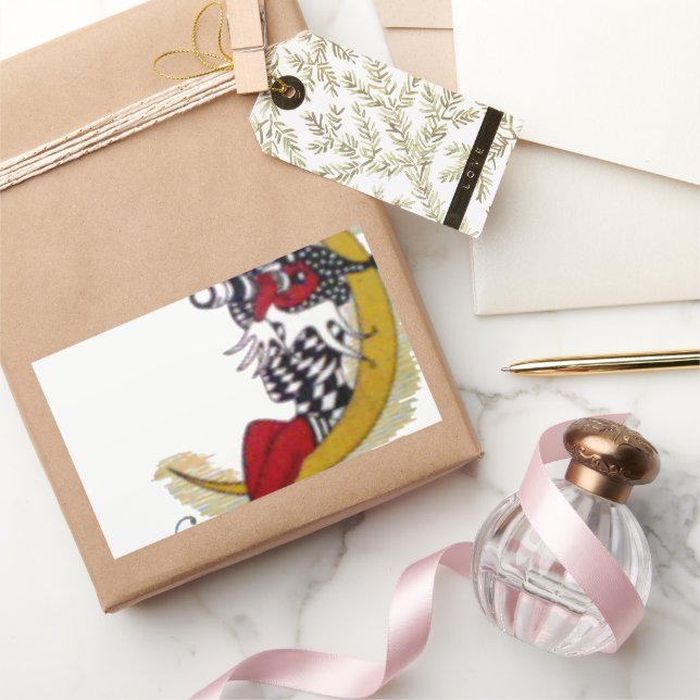 Sticker Rectangulaire Vue cosmique : Elfe sur la lune aventure (Cadeaux)
