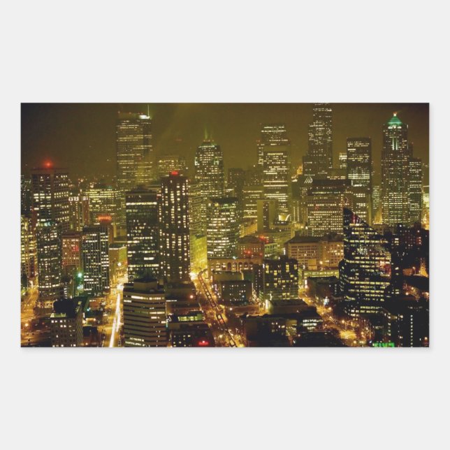 Sticker Rectangulaire Vue de la ville de Seattle (Devant)