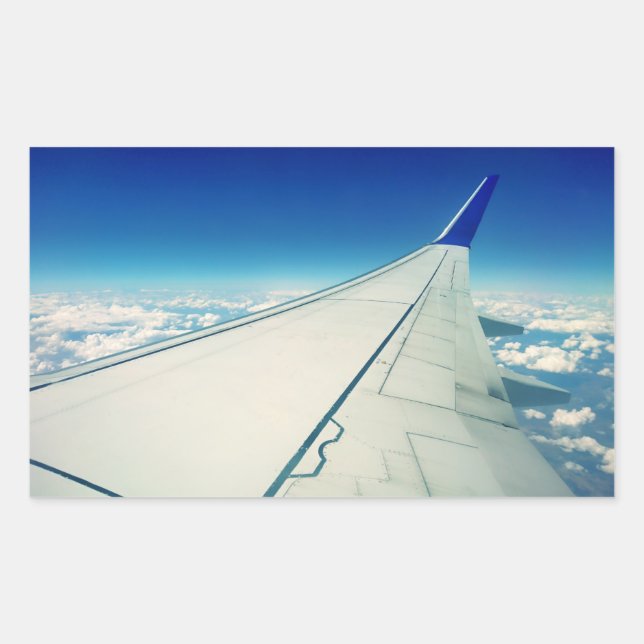 Sticker Rectangulaire Vue de l'aile depuis l'avion pendant le vol (Devant)