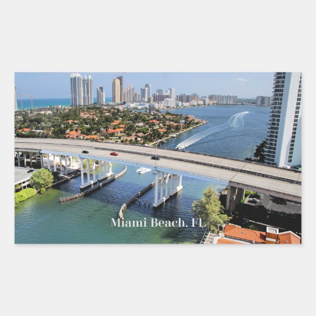 Sticker Rectangulaire Vue panoramique de Miami Beach (Devant)