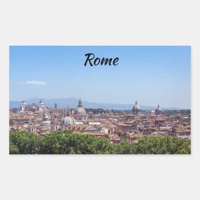 Sticker Rectangulaire Vue panoramique de Rome depuis le Castel Sant'Ange (Devant)
