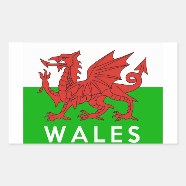 Sticker Rectangulaire wales royaume-uni drapeau pays nom du texte soush (Devant)