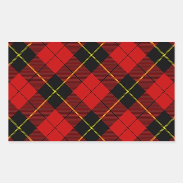 Sticker Rectangulaire Wallace tartan rouge noir plaid (Devant)