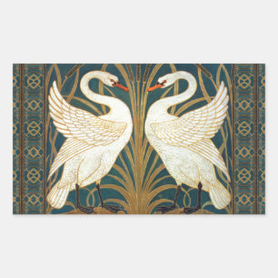 Sticker Rectangulaire Walter Crane Swan