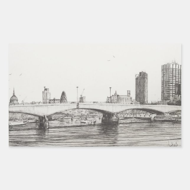 Sticker Rectangulaire Waterloo Bridge Londres. 31/10/2006 (Devant)