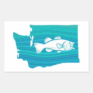 Sticker Rectangulaire Wave Fishing de l'État de Washington
