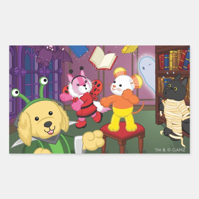 Sticker Rectangulaire Webkinz Salle De Lecture Halloween (Devant)