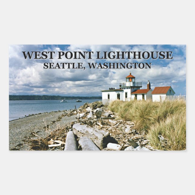 Sticker Rectangulaire West Point Lighthouse, Seattle Washington (Devant)