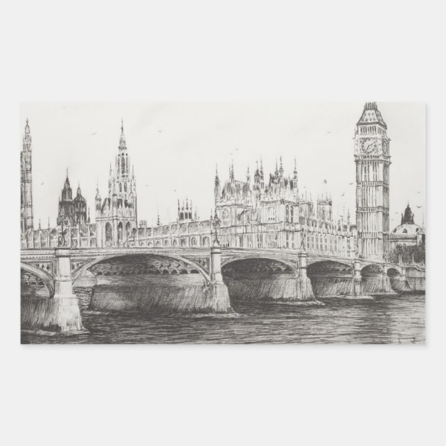 Sticker Rectangulaire Westminster Bridge London UK. 30/10/2006 (Devant)
