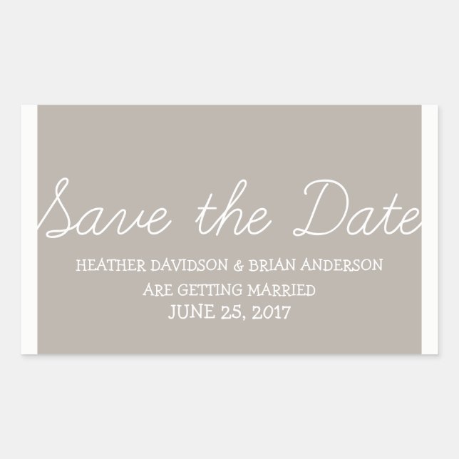 Sticker Rectangulaire Whimsy Save Date Stickers, Beige (Devant)