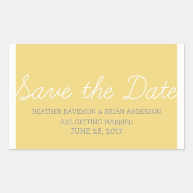 Sticker Rectangulaire Whimsy Save Date Stickers, Jaune (Devant)
