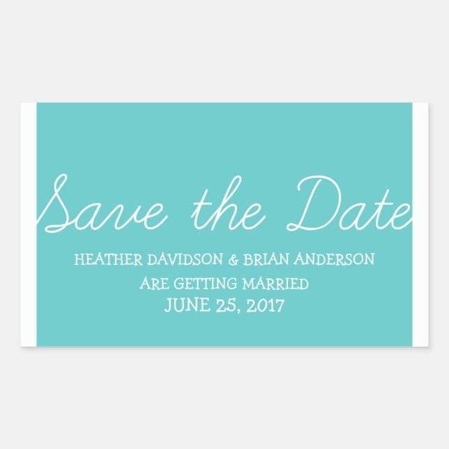 Sticker Rectangulaire Whimsy Save Date Stickers, Turquoise (Devant)