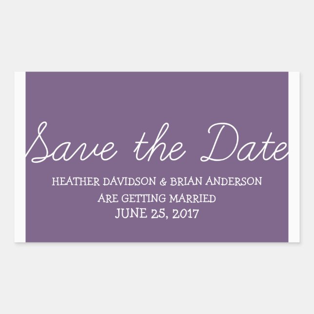 Sticker Rectangulaire Whimsy Save Date Stickers, violet (Devant)
