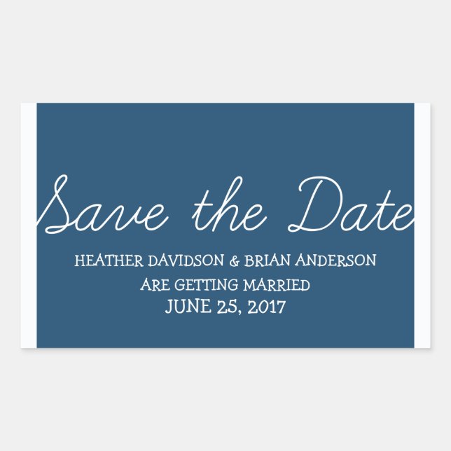 Sticker Rectangulaire Whimsy Save the Date Stickers, Bleu (Devant)