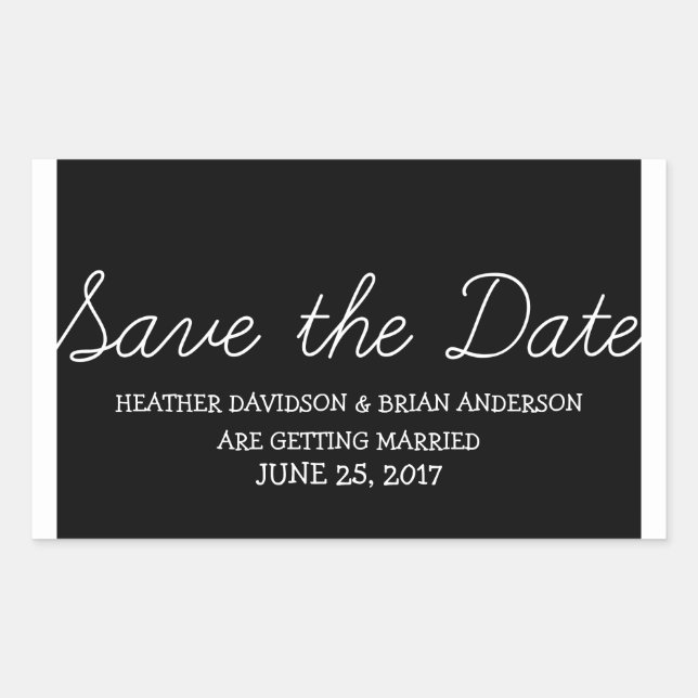 Sticker Rectangulaire Whimsy Save the Date Stickers, Noir (Devant)