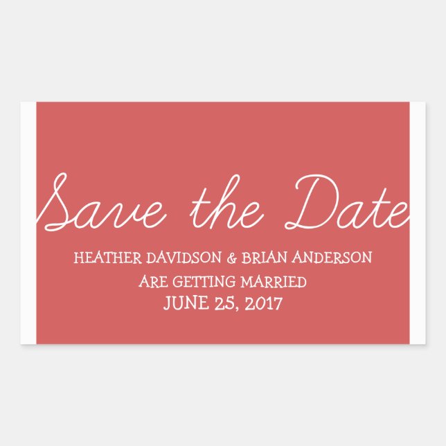 Sticker Rectangulaire Whimsy Save the Date Stickers, Rouge (Devant)