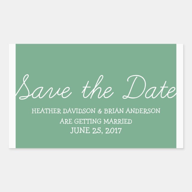 Sticker Rectangulaire Whimsy Save the Date Stickers, Vert (Devant)