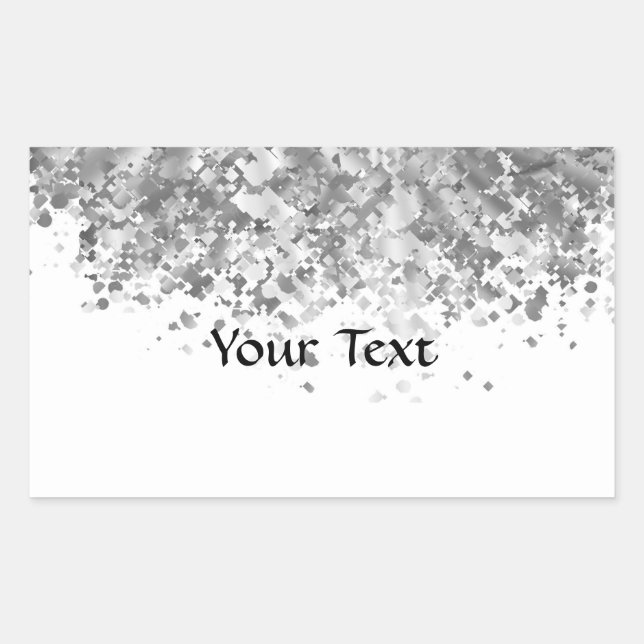 Sticker Rectangulaire White and Faux glitter personalized (Devant)