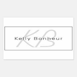 Sticker Rectangulaire White Grey et Black Cool Name & Monogram