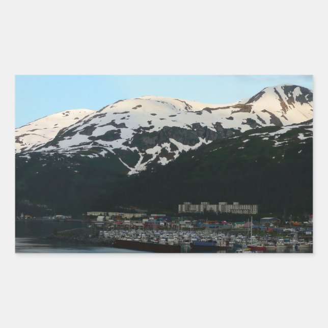 Sticker Rectangulaire Whittier at Dusk Pittoresque Alaska Photographie (Devant)
