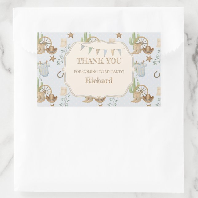 Sticker Rectangulaire Wild West Baby Cowboy 1st Birthday (Sac)