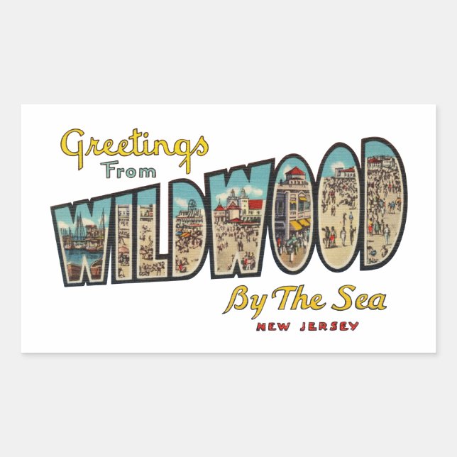 Sticker Rectangulaire Wildwood NJ (Devant)