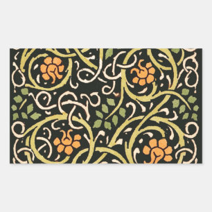 Sticker Rectangulaire William Morris Black Floral Art