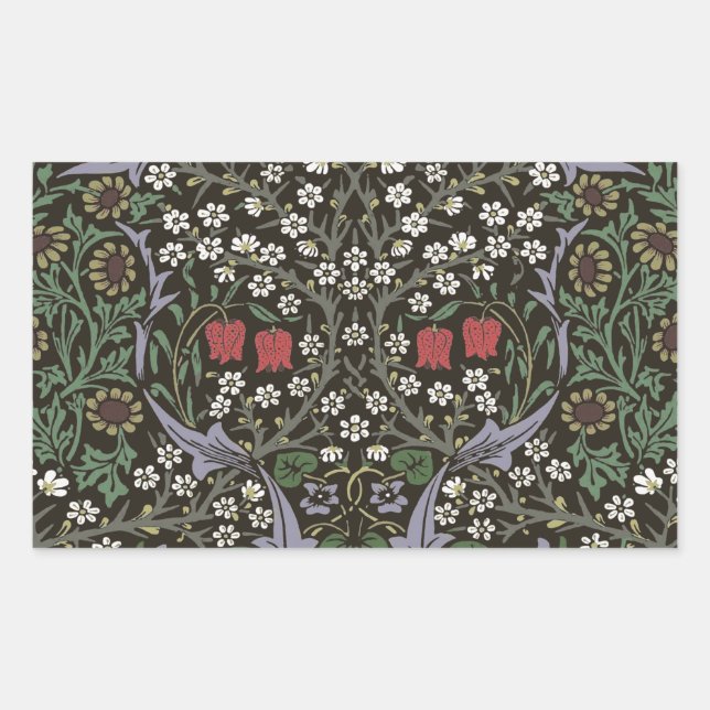 Sticker Rectangulaire William Morris Blackthorn Tapestry Floral (Devant)