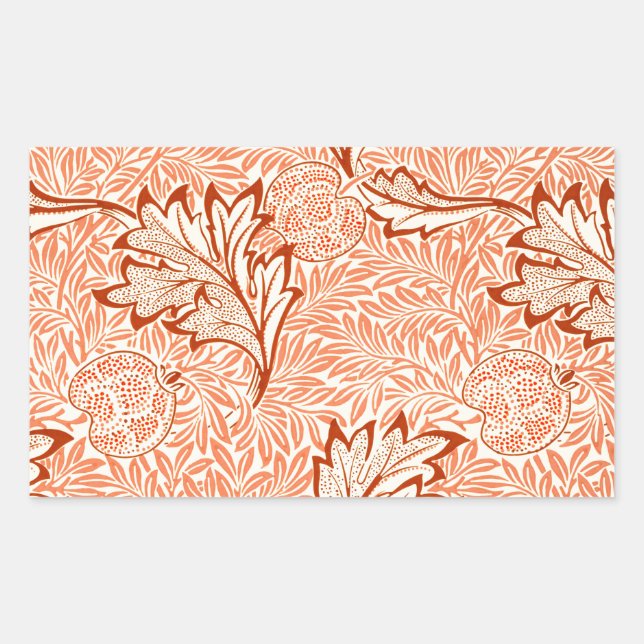 Sticker Rectangulaire William Morris Botanical Apple Design (Devant)
