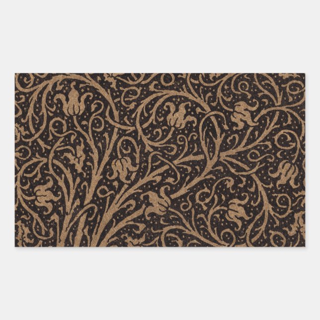 Sticker Rectangulaire William Morris Campion Cuir Damassé (Devant)