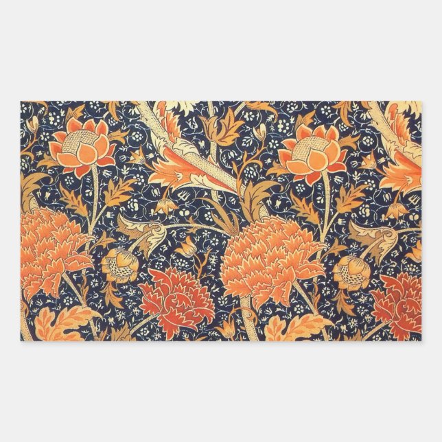 Sticker Rectangulaire William Morris Cray Floral Art Nouveau Motif (Devant)