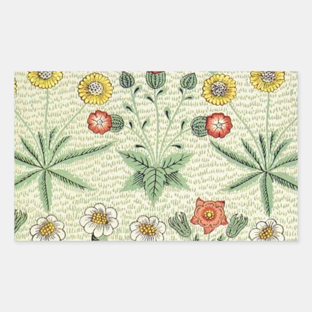 Sticker Rectangulaire William Morris Daisy Floral Fond d'écran Motif (Devant)