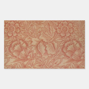 Sticker Rectangulaire William Morris Fleur de pavot rose Floral