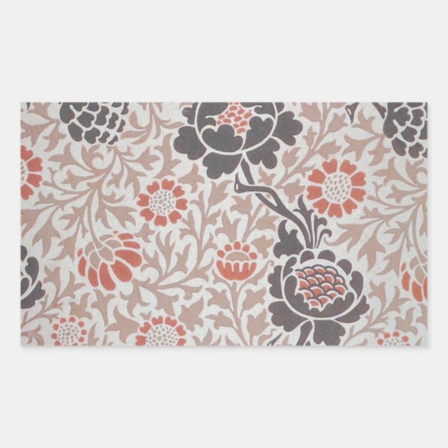 Sticker Rectangulaire William Morris Grafton Botanic Art Design (Devant)