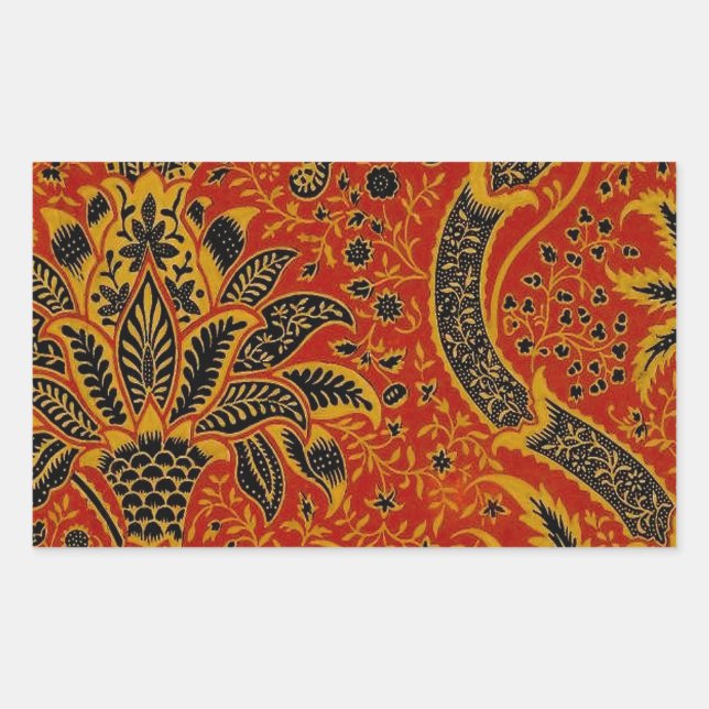 Sticker Rectangulaire William Morris Inde Floral rouge (Devant)