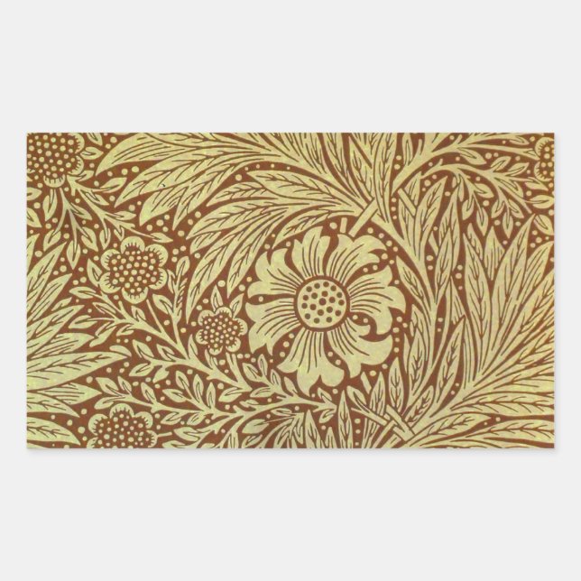 Sticker Rectangulaire William Morris Marigold Motif de fleurs antiques (Devant)