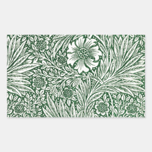 Sticker Rectangulaire william morris marigold vert floral fleur