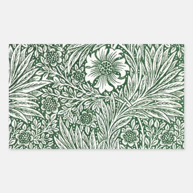 Sticker Rectangulaire william morris marigold vert floral fleur (Devant)